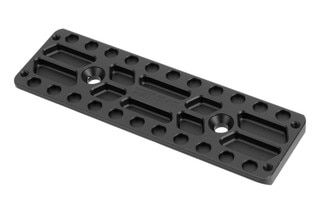 Black aluminum ARCA rail section for M-LOK platforms